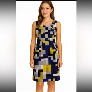 Banana Republic Color Block Midi Dress - Navy, Mustard, Charcoal, Black